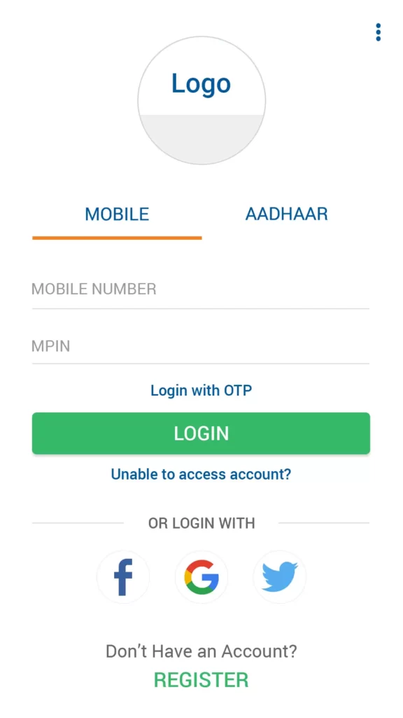 login screen ui design for mobile android version for UMANG services